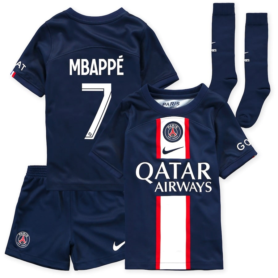 Paris Saint-Germain PSG Mbappé 7 Kind Thuistenue 2022 Korte Mouw – voetbal sale,voetbal tenue kopen